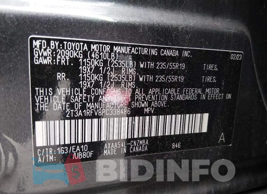 2T3A1RFV8PC338486 Photo# 9