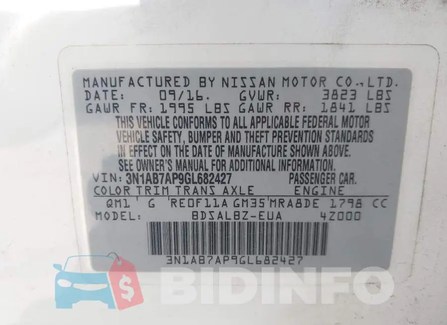 3N1AB7AP9GL682427 Photo# 9