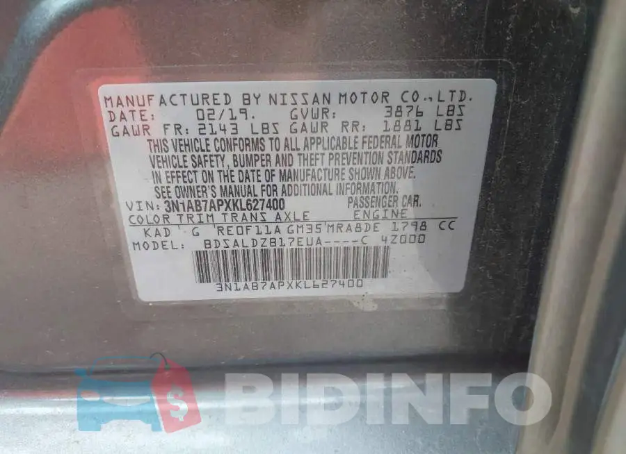 3N1AB7APXKL627400 Photo# 9