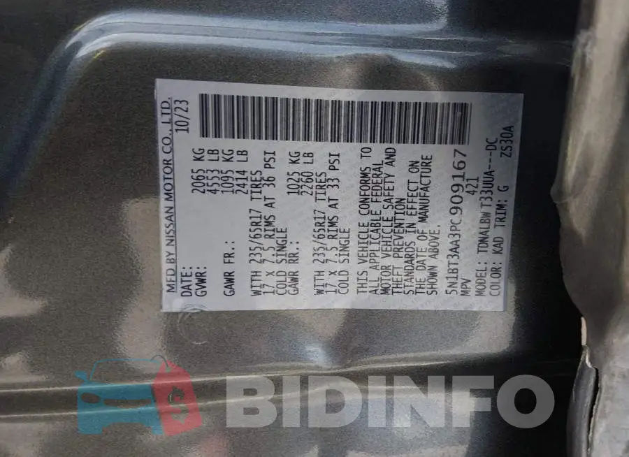 5N1BT3AA3PC909167 Photo# 9