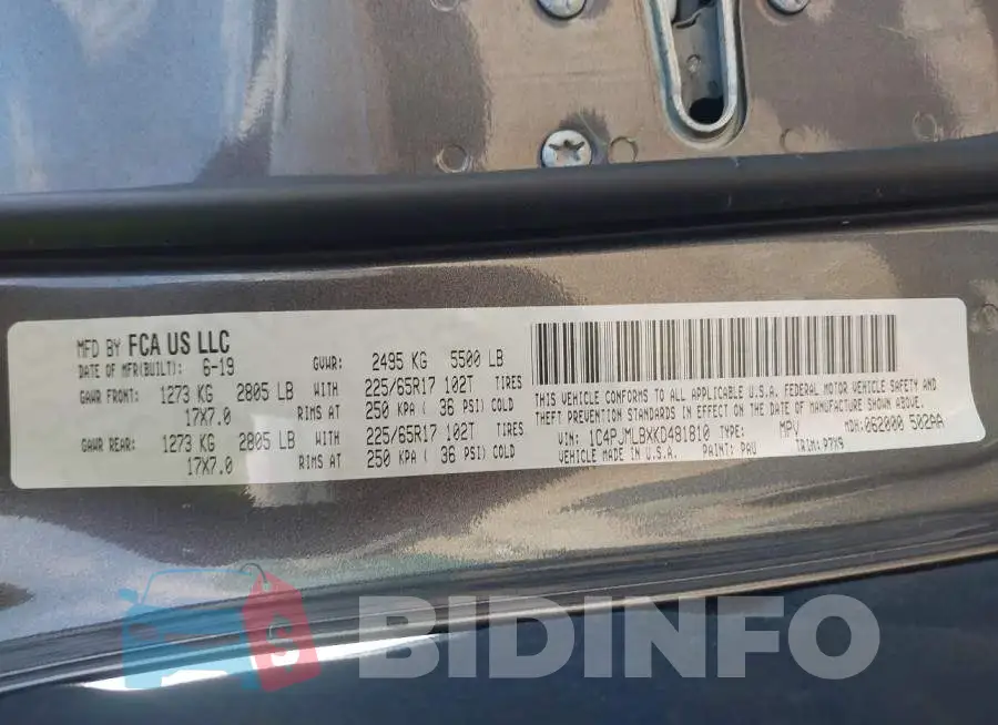 1C4PJMLBXKD481810 Photo# 9