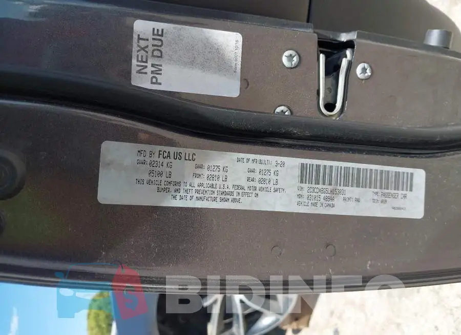 2C3CDXBG5LH153031 Photo# 9