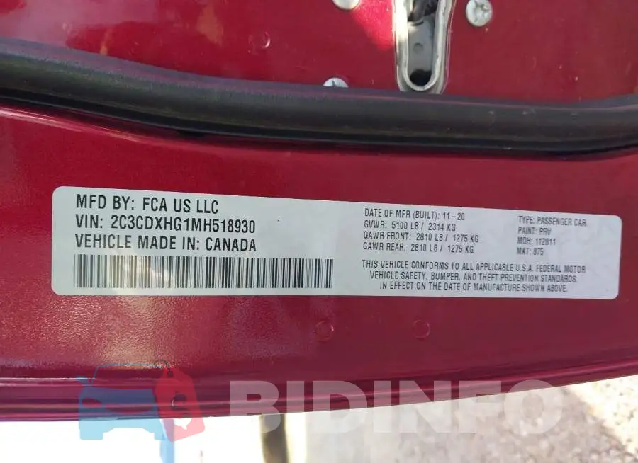 2C3CDXHG1MH518930 Photo# 9