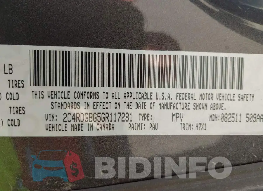 2C4RDGBG5GR117281 Photo# 9