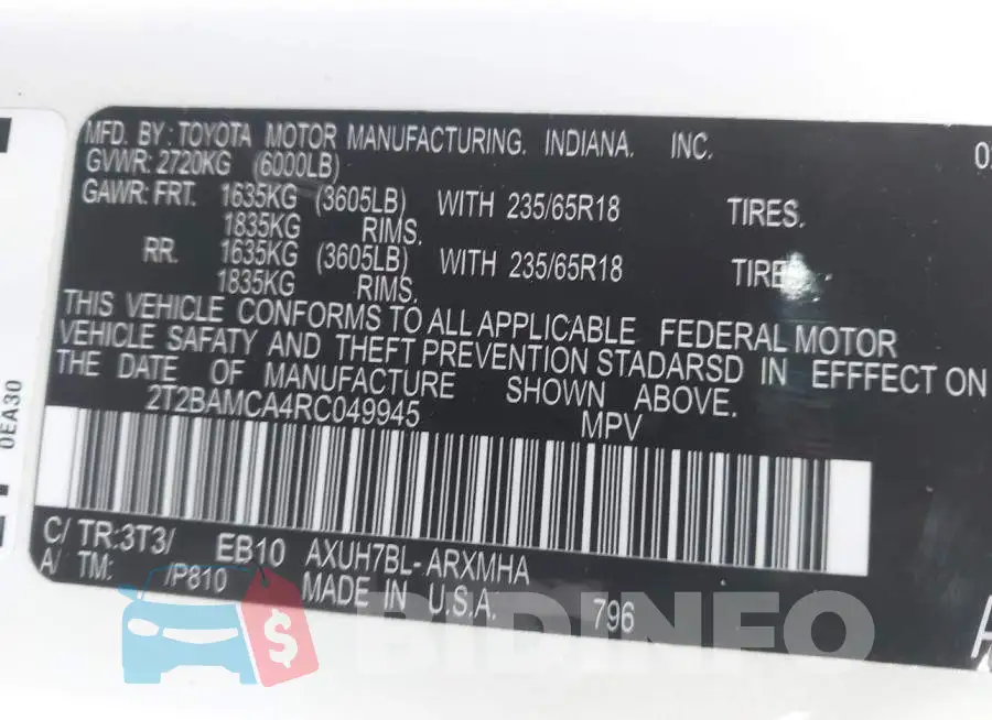 2T2BAMCA9RC064151 Photo# 9