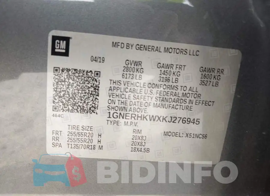 1GNERHKWXKJ276945 Photo# 9