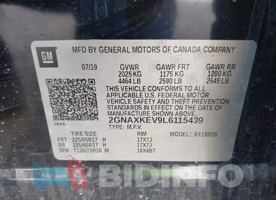 2GNAXKEV9L6115439 Photo# 9