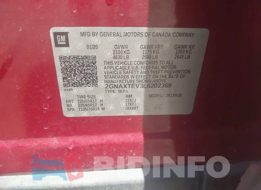 2GNAXTEV3L6202369 Photo# 9