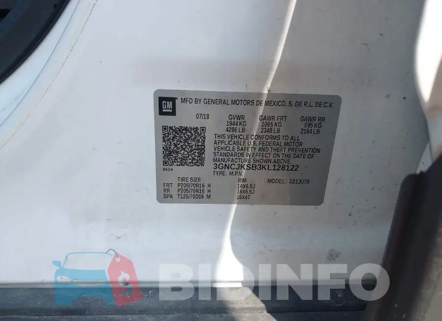 3GNCJKSB3KL128122 Photo# 9