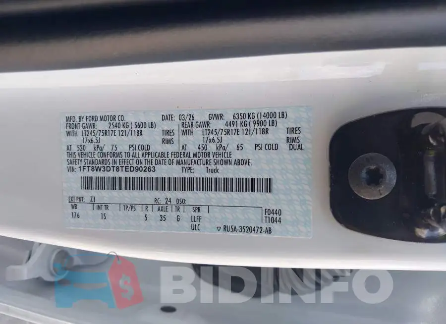 1FT8W3DT8TED90263 Photo# 8