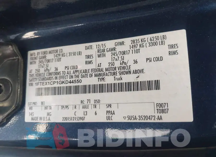1FTEX1CP1GKD44550 Photo# 9