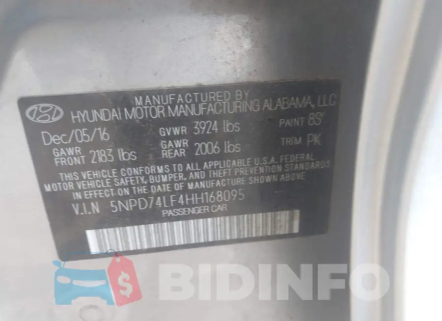 5NPD74LF4HH168095 Photo# 9
