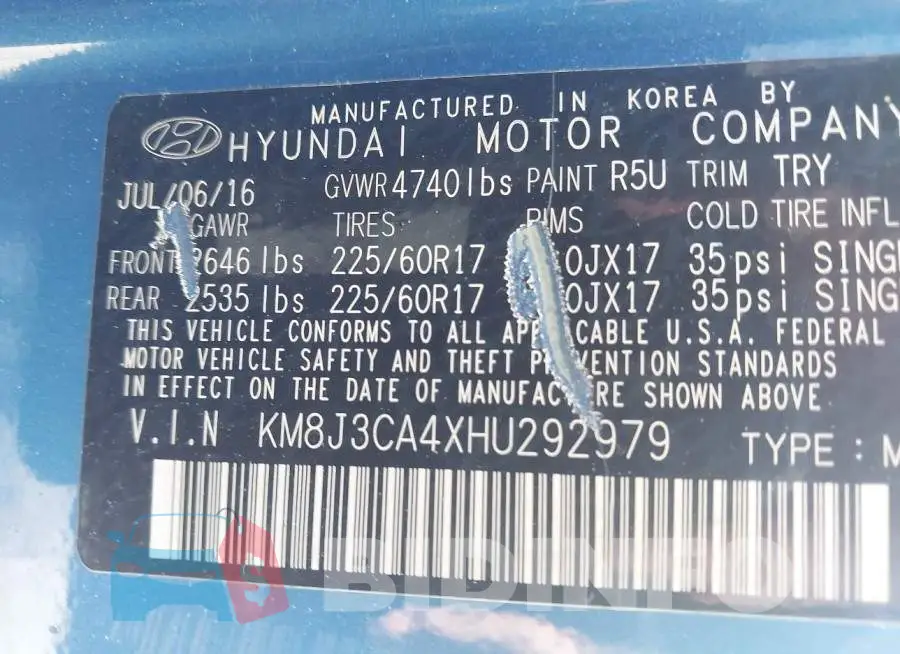 KM8J3CA4XHU292979 Photo# 9
