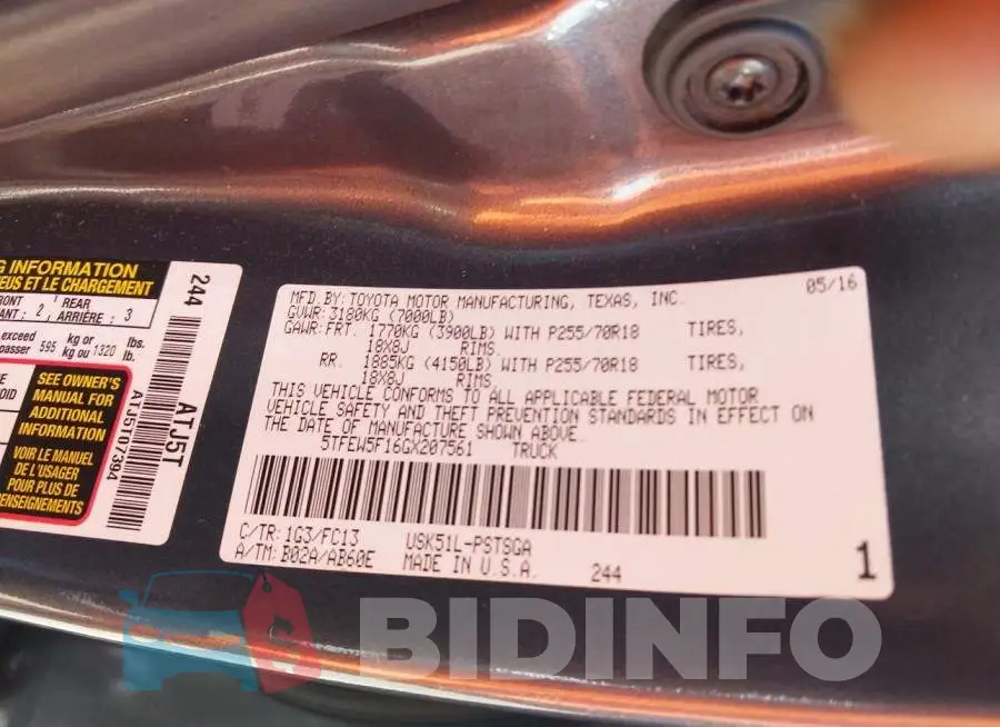5TFEW5F16GX207561 Photo# 9