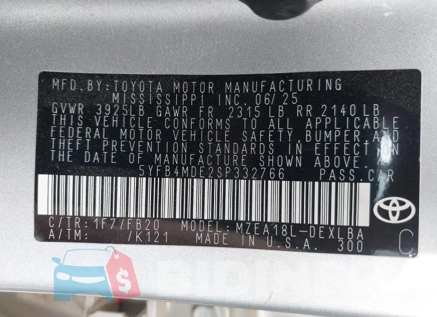5YFB4MDE2SP332766 Photo# 9