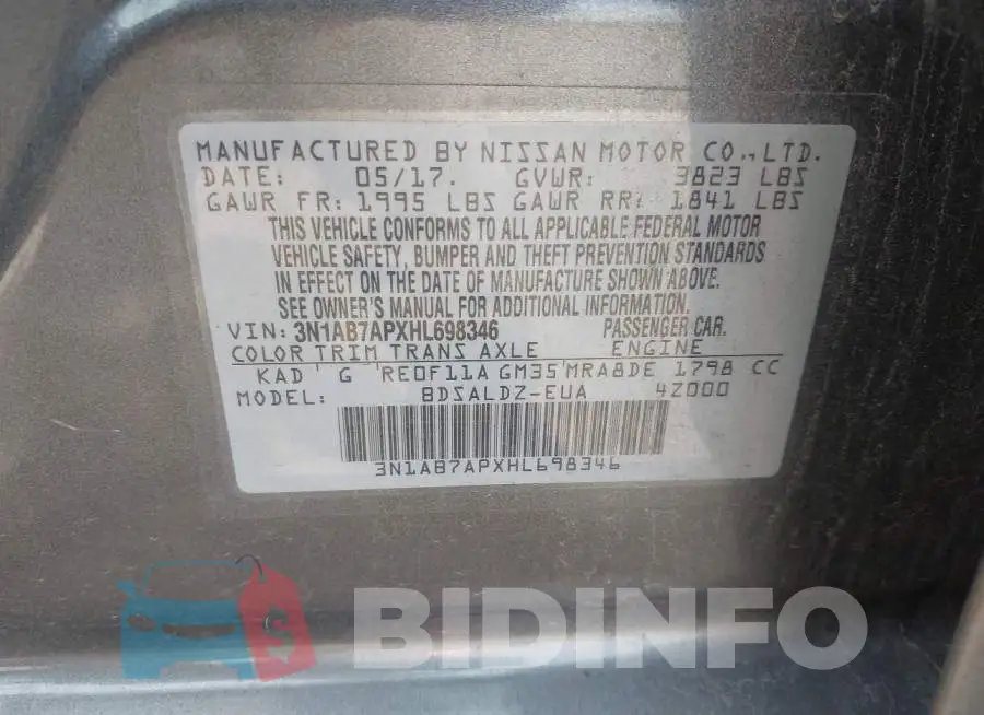 3N1AB7APXHL698346 Photo# 9
