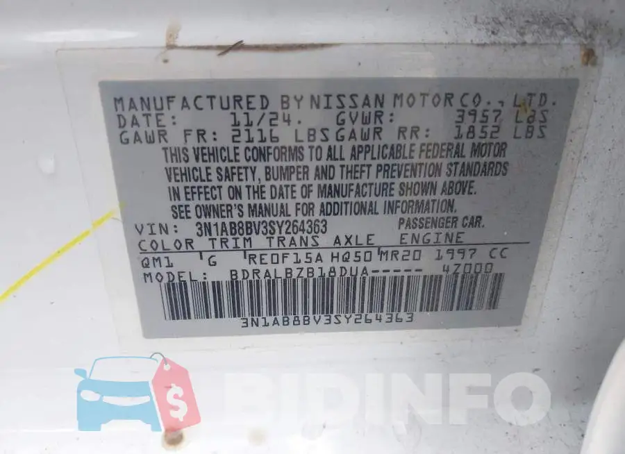 3N1AB8BV3SY264363 Photo# 9