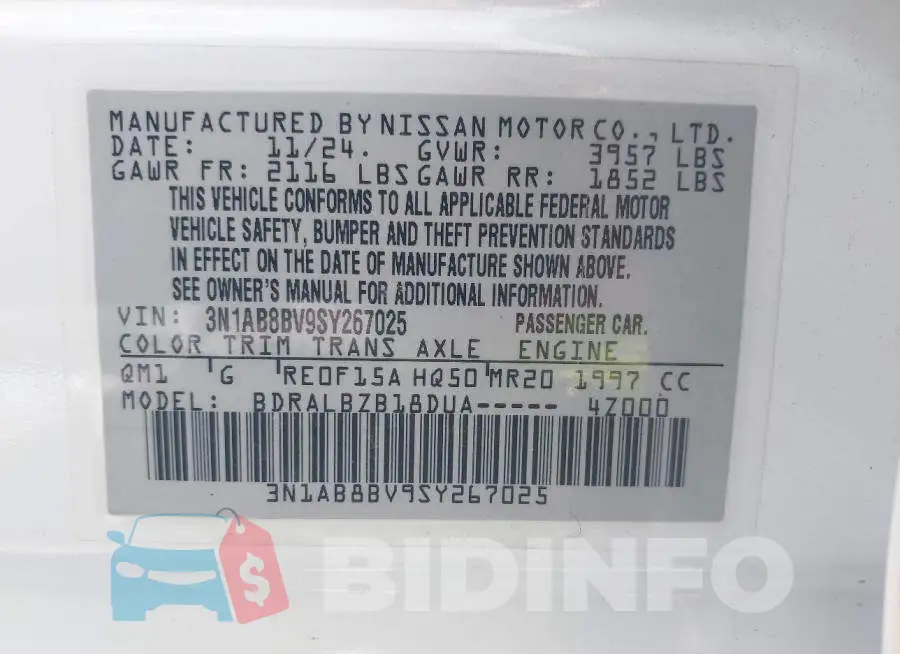 3N1AB8BV9SY267025 Photo# 9