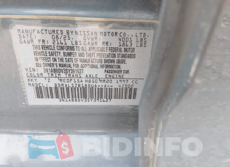 3N1AB8DV3SY391627 Photo# 9