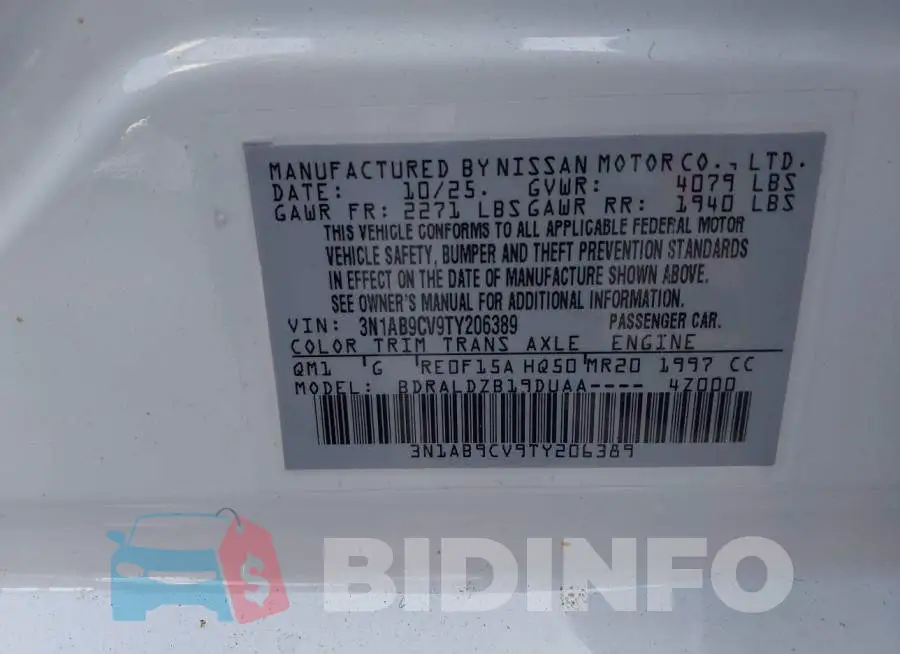 3N1AB9CV9TY206389 Photo# 9