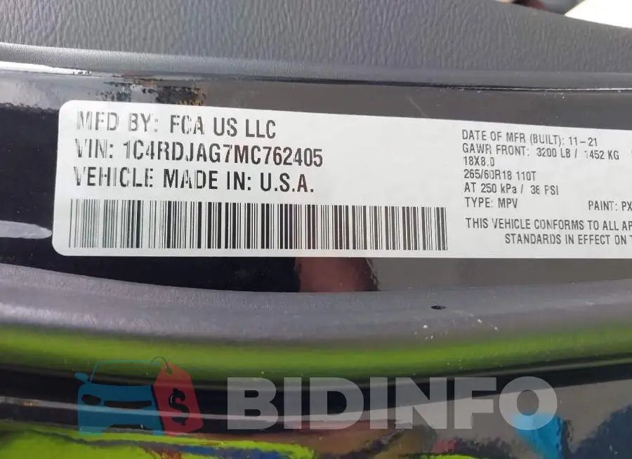 1C4RDJAG7MC762405 Photo# 9