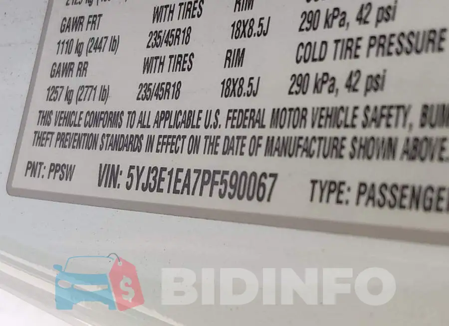 5YJ3E1EA7PF590067 Photo# 9