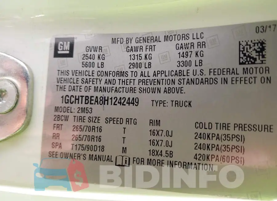 1GCHTBEA8H1242449 Photo# 9