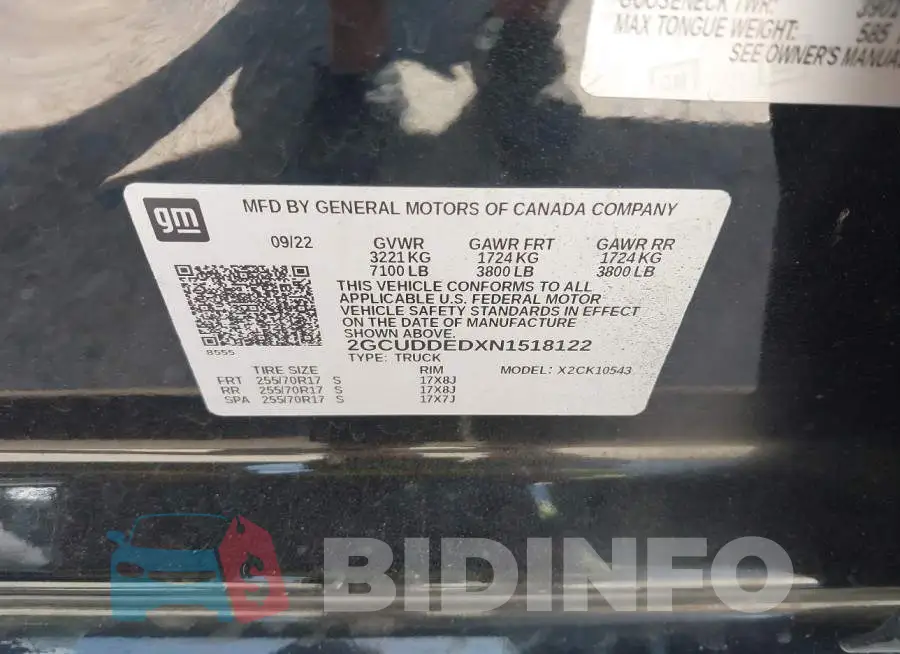 2GCUDDEDXN1518122 Photo# 9