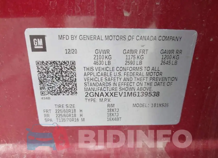 2GNAXXEV1M6139538 Photo# 9