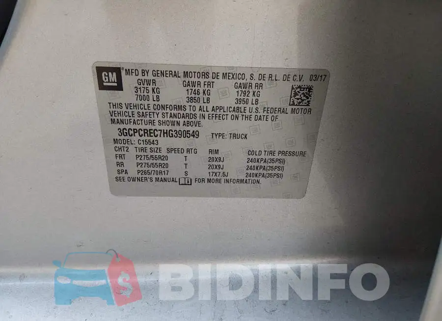 3GCPCREC7HG390549 Photo# 9