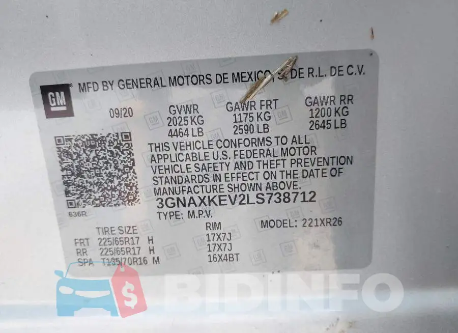 3GNAXKEV2LS738712 Photo# 9
