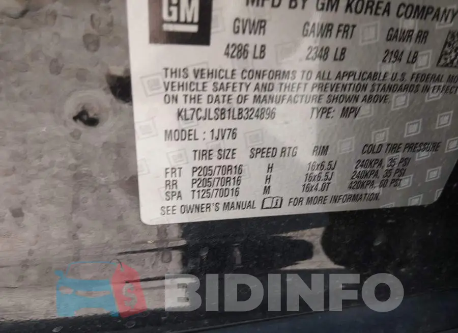 KL7CJLSB1LB324896 Photo# 9