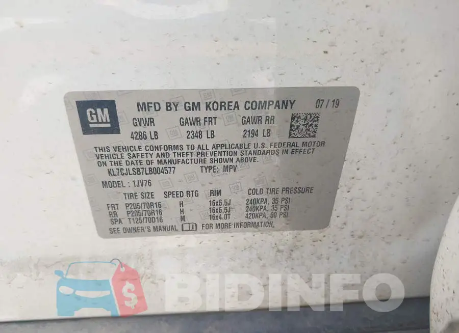 KL7CJLSB7LB004577 Photo# 9