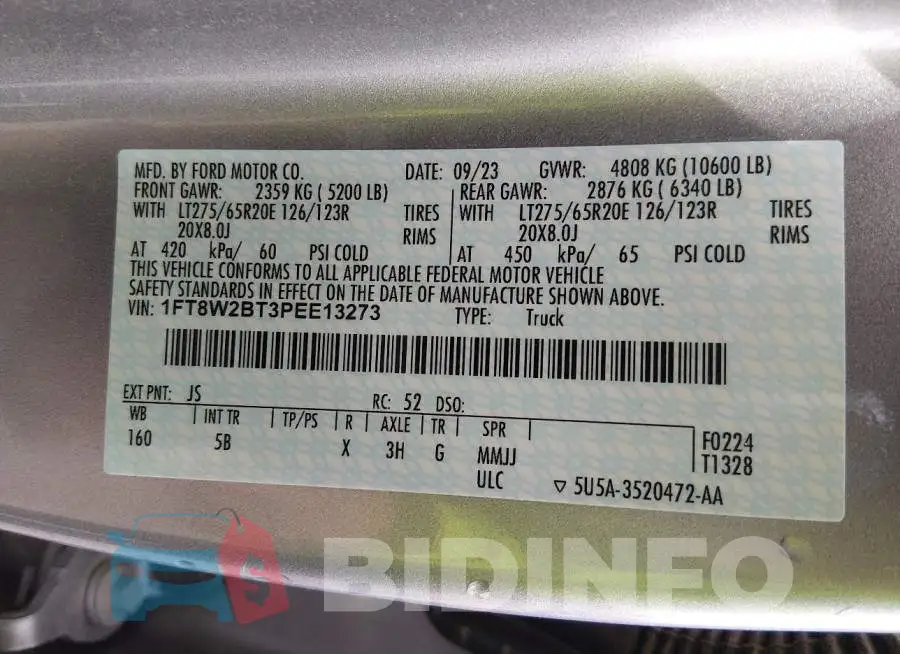 1FT8W2BT3PEE13273 Photo# 9