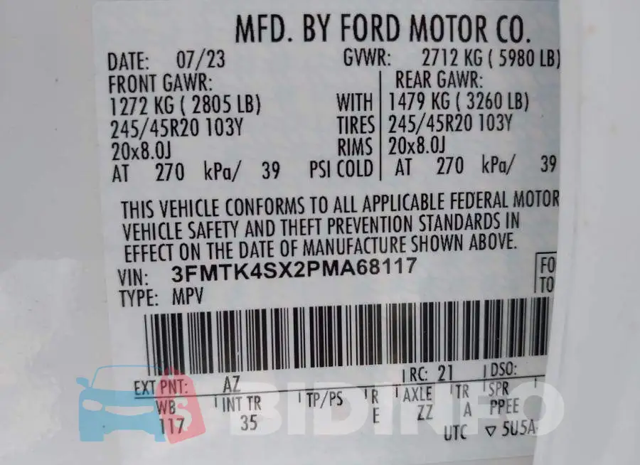 3FMTK4SX2PMA68117 Photo# 9