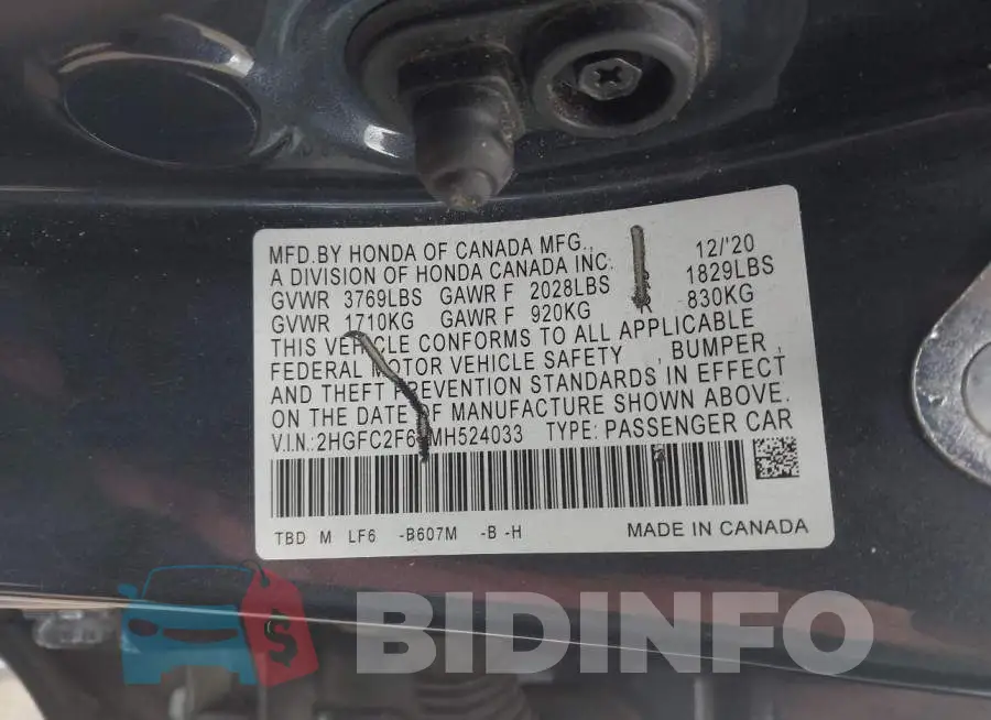 2HGFC2F69MH524033 Photo# 17