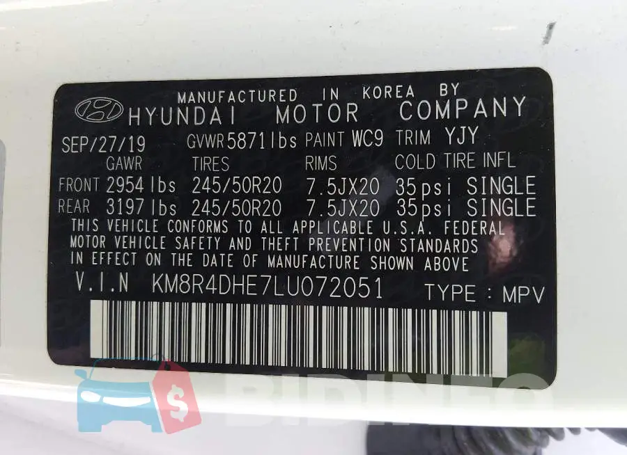 KM8R4DHE7LU072051 Photo# 9