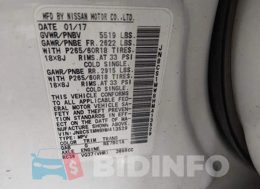 JN8CS1MW8HM413529 Photo# 9
