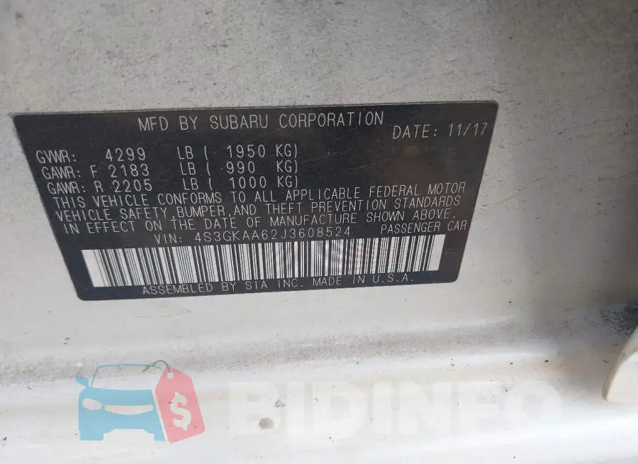 4S3GKAA62J3608524 Photo# 9
