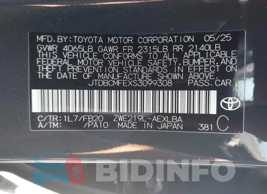 JTDBCMFEXS3099308 Photo# 9