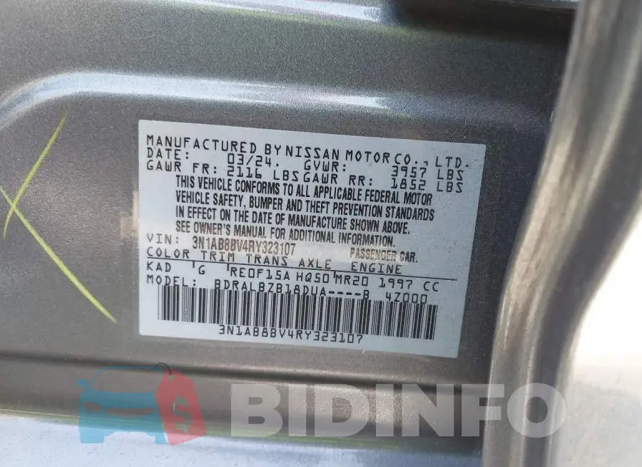 3N1AB8BV4RY323107 Photo# 9