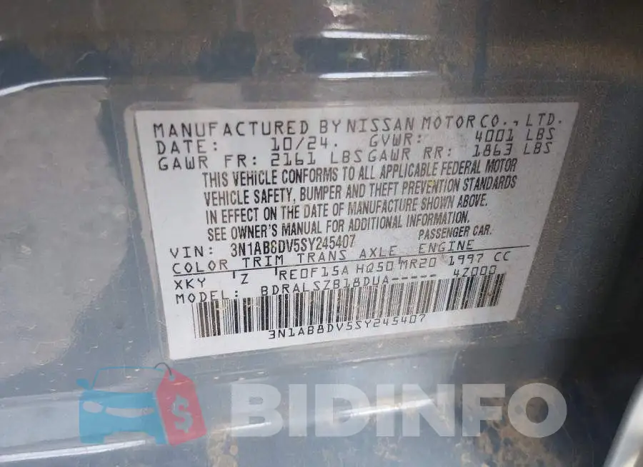 3N1AB8DV5SY245407 Photo# 9