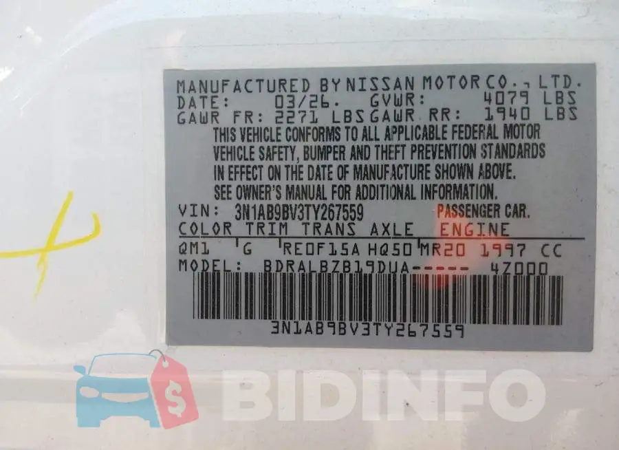 3N1AB9BV3TY267559 Photo# 9