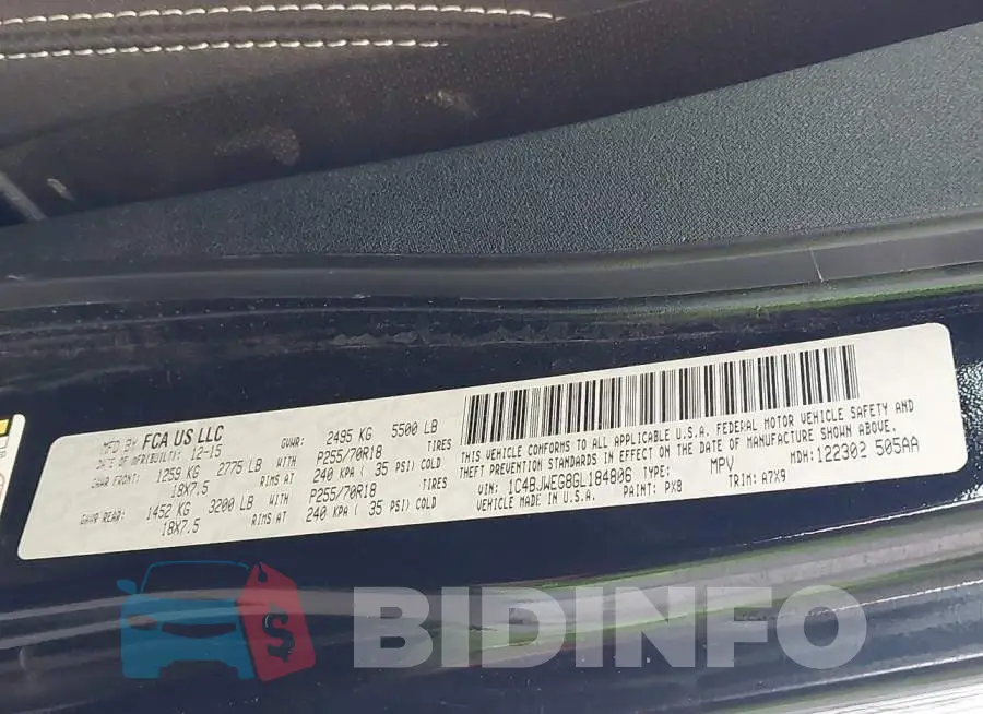 1C4BJWEG8GL184806 Photo# 9