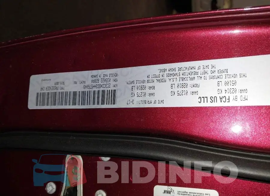 2C3CDXBG3HH576049 Photo# 9