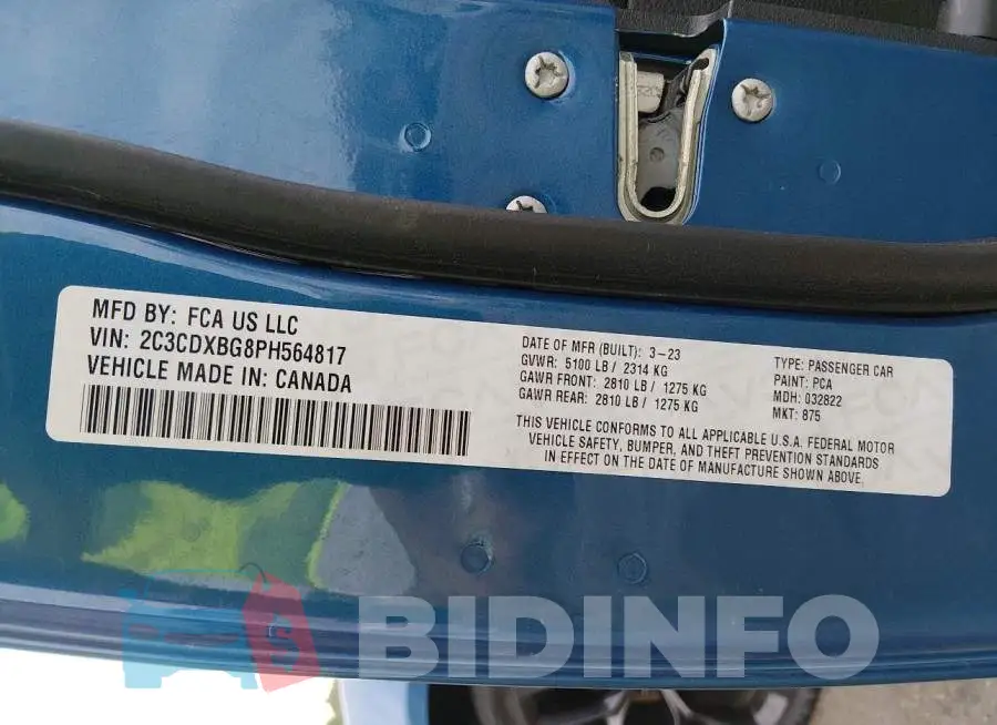2C3CDXBG8PH564817 Photo# 9