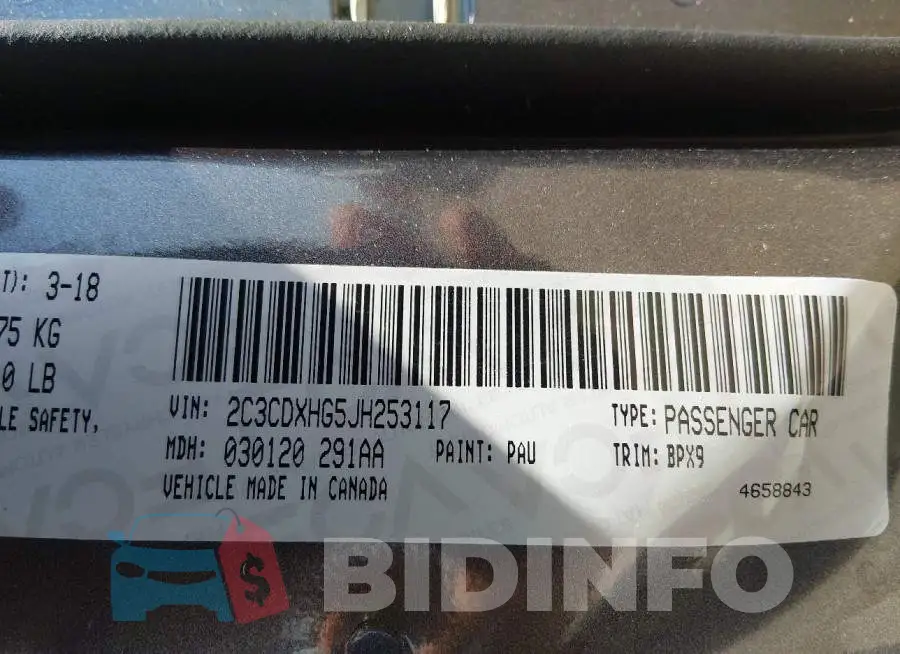 2C3CDXHG5JH253117 Photo# 9