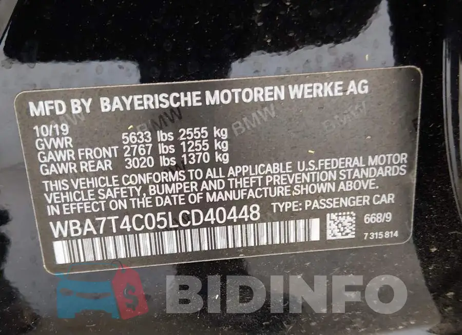 WBA7T4C05LCD40448 Photo# 9