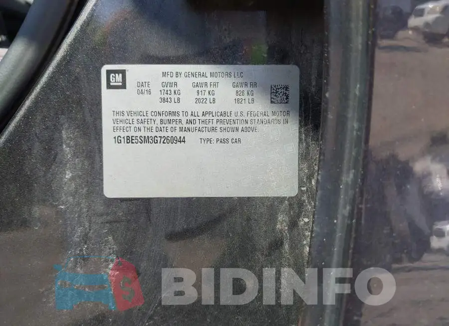 1G1BE5SM3G7260944 Photo# 9
