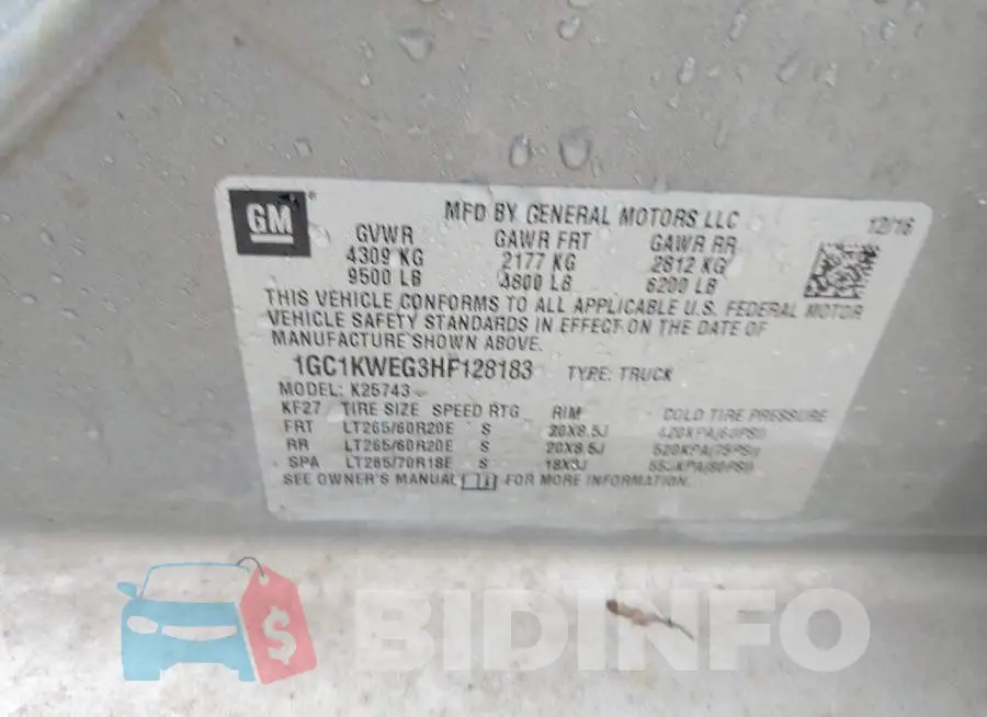 1GC1KWEG3HF128183 Photo# 8